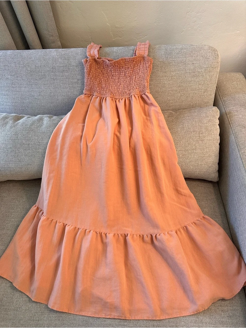 Blu Pepper Dress Womens Small Pink Smocked Midi Tiered Sundress Cottagecore - Picture 4 of 8